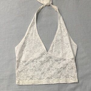 White lace halter top